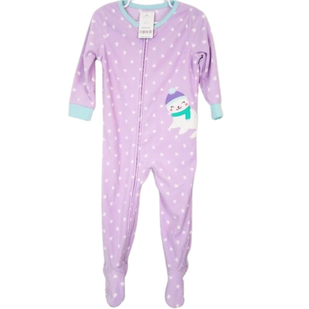 CARTER'S Lavender & White 1 Piece Holiday Footie Pajamas NWT Infant Girl's 24 M